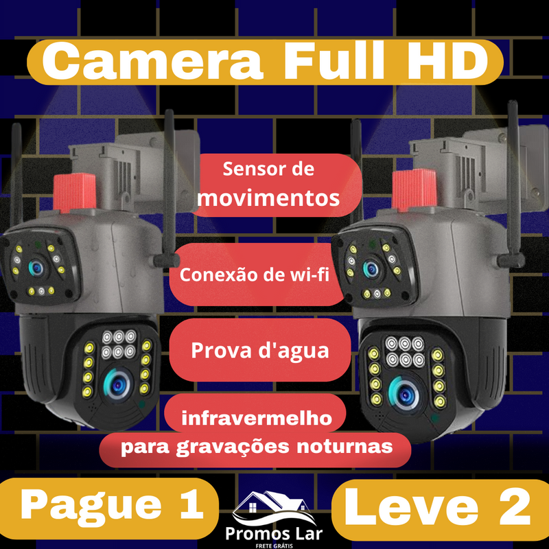 (PAGUE 1, LEVE 2 )Camera Full HD 1480p ,A prova de água Resistente a chuva com conexão wi-fi sensor de movimento e infra-vermelho para gravações noturnas!